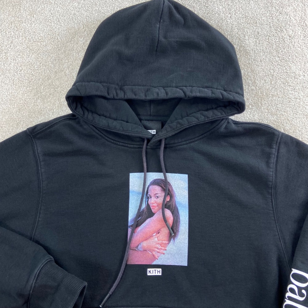 Kith Aaliyah Jane Hoodie Womens Large Black Babygirl Photo Graphic Streetwear